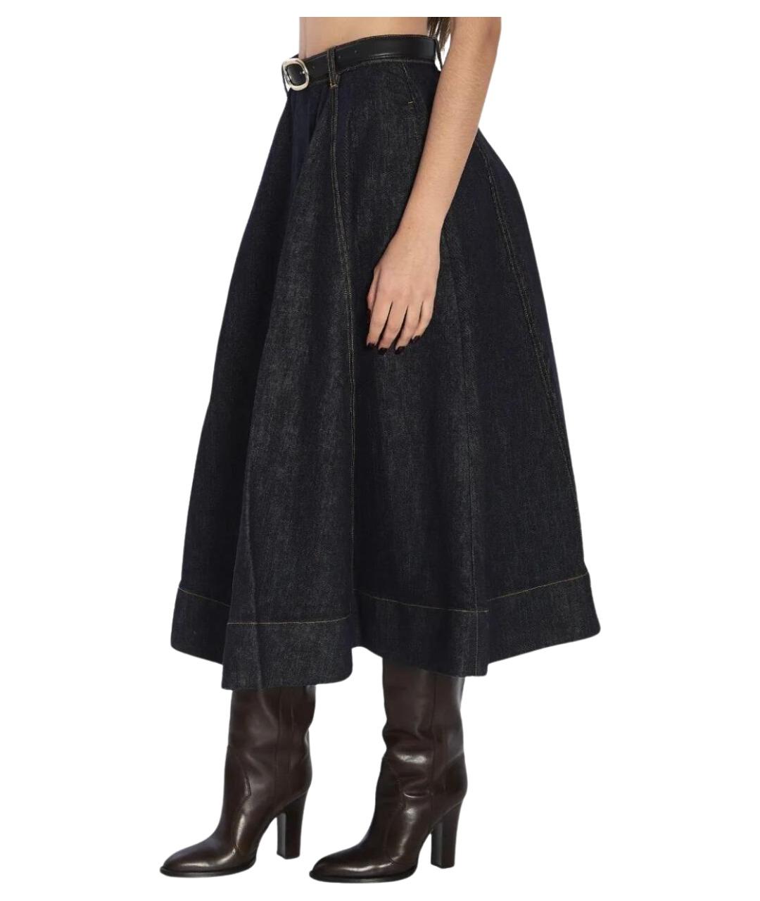 SELF-PORTRAIT Темно-синяя хлопковая юбка миди, фото 3