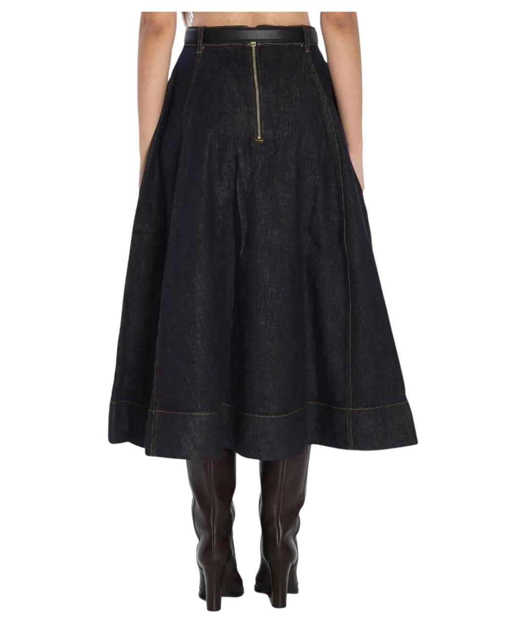 SELF-PORTRAIT Темно-синяя хлопковая юбка миди, фото 5