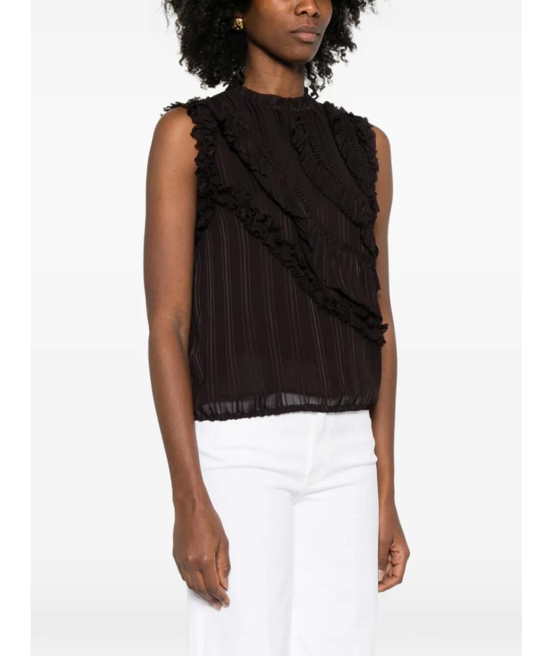 PINKO Коричневая вискозная майка, фото 4