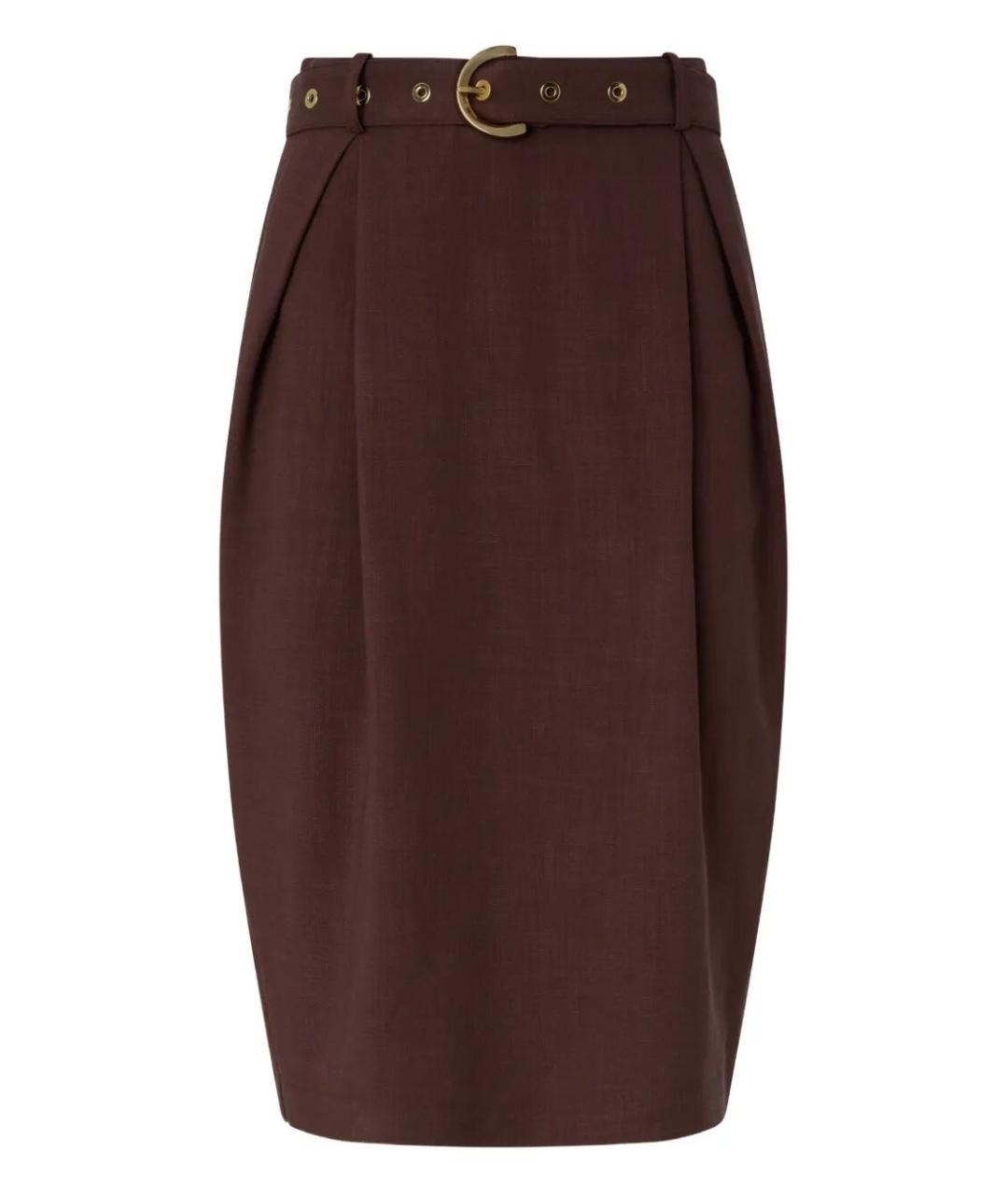 PINKO Бордовая вискозная юбка миди, фото 1