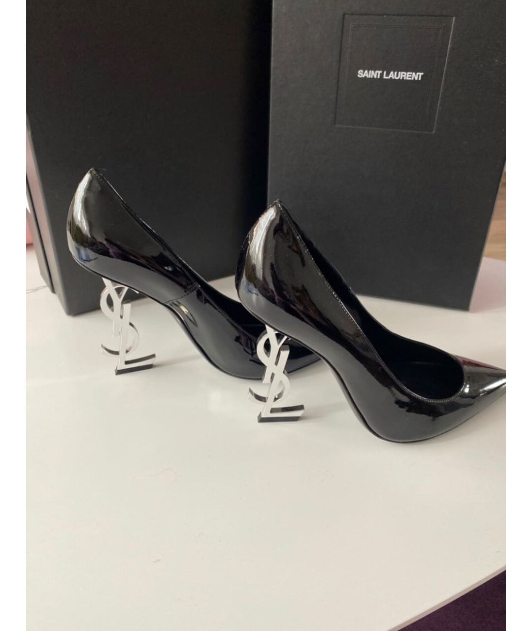 SAINT LAURENT Черные туфли из лакированной кожи, фото 5