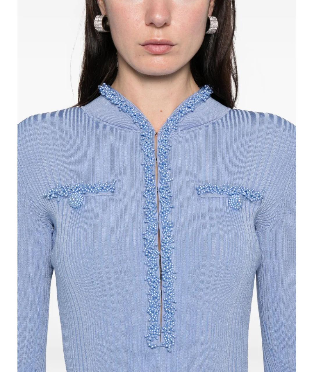 SELF-PORTRAIT Синее вискозное платье, фото 3