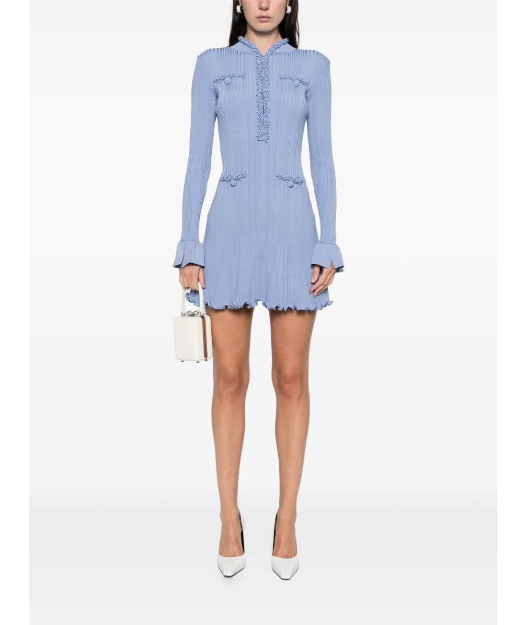 SELF-PORTRAIT Синее вискозное платье, фото 2