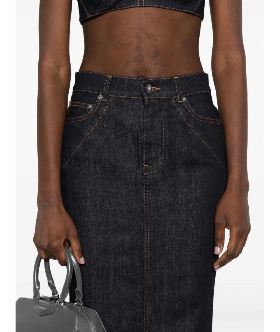 GIVENCHY Темно-синяя хлопковая юбка миди, фото 4