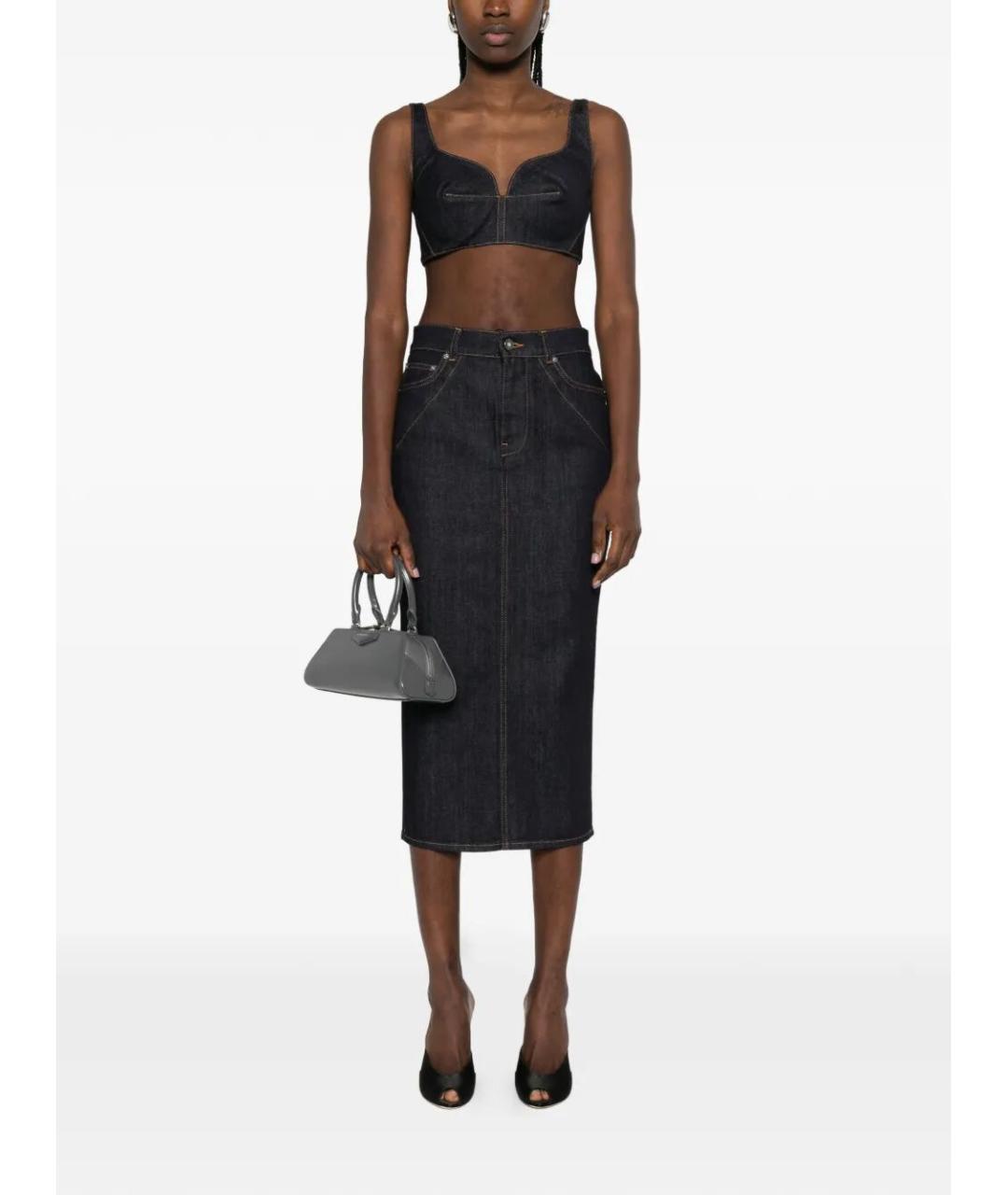 GIVENCHY Темно-синяя хлопковая юбка миди, фото 2