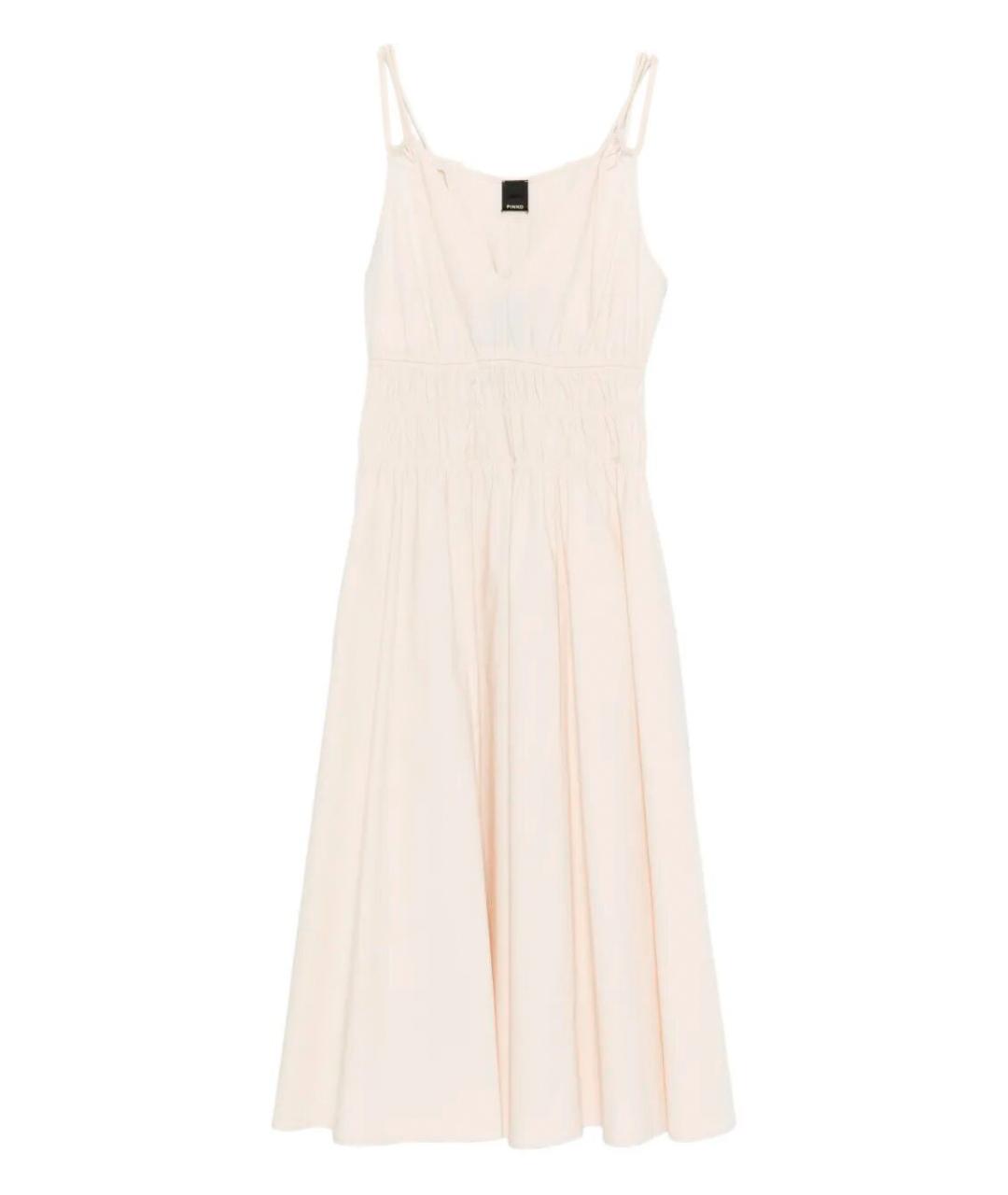 PINKO Бежевое хлопко-эластановое повседневное платье, фото 1