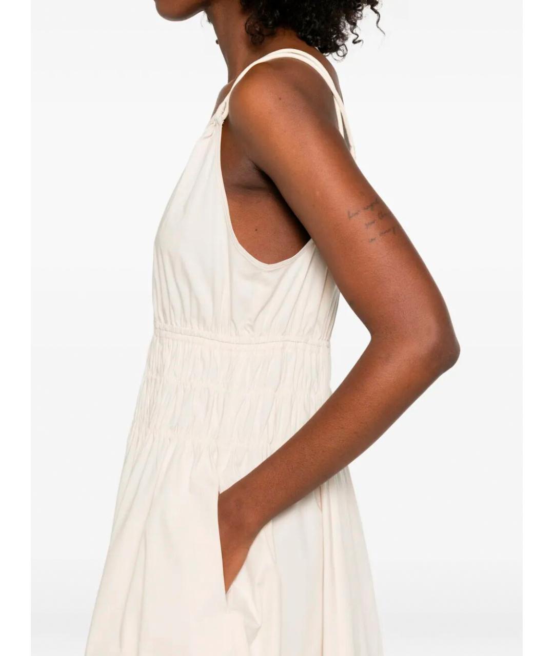 PINKO Бежевое хлопко-эластановое повседневное платье, фото 5