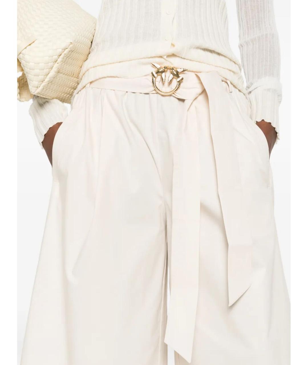 PINKO Белые хлопковые брюки широкие, фото 3