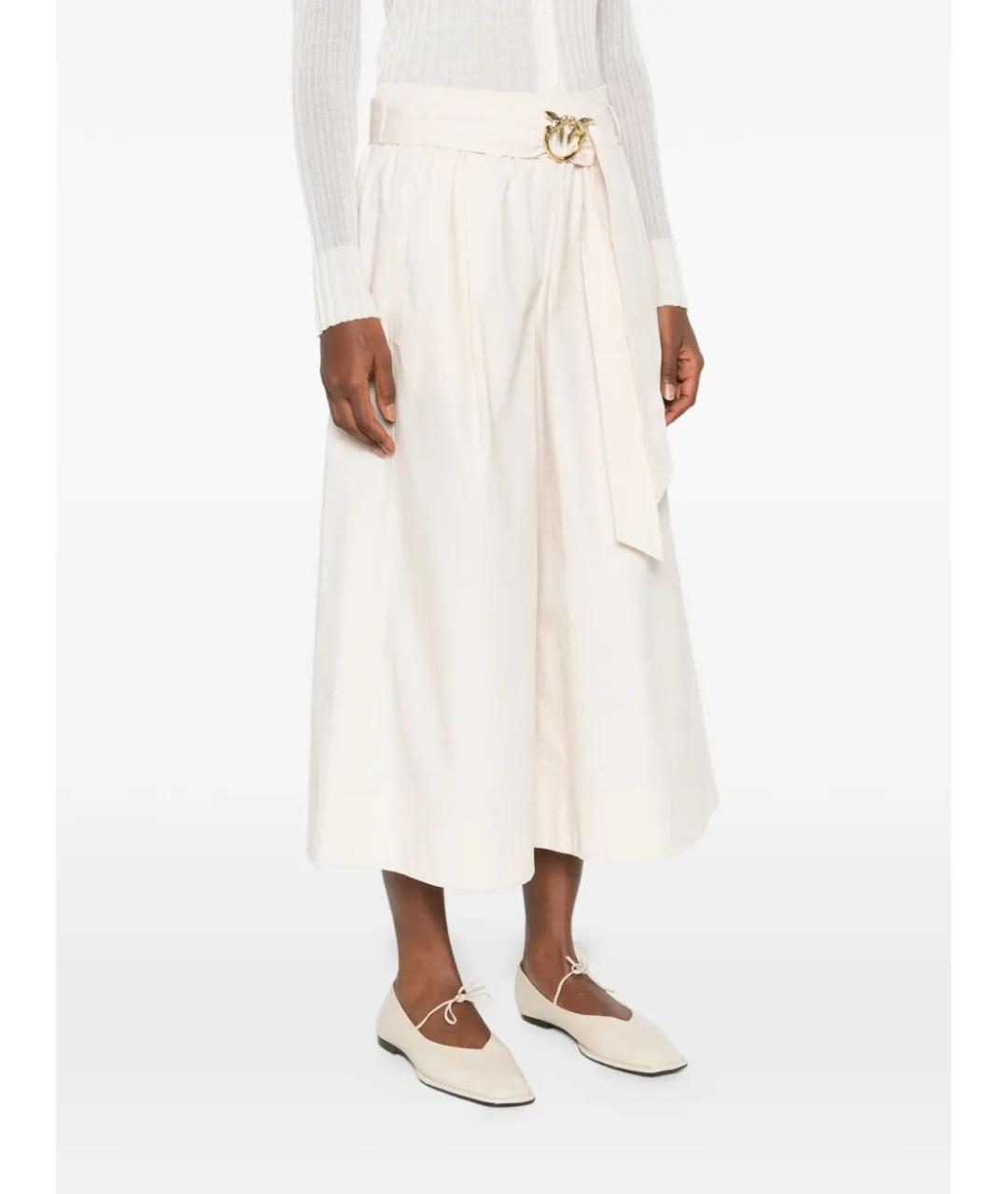 PINKO Белые хлопковые брюки широкие, фото 4