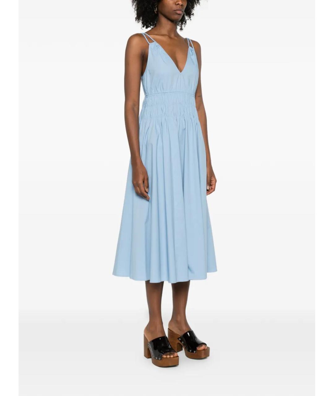 PINKO Голубое хлопко-эластановое повседневное платье, фото 3