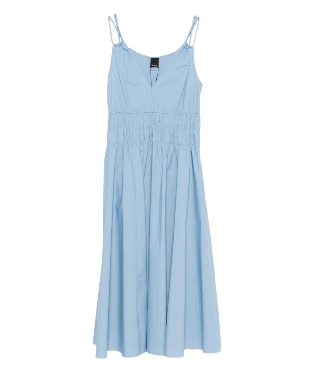 PINKO Голубое хлопко-эластановое повседневное платье, фото 1