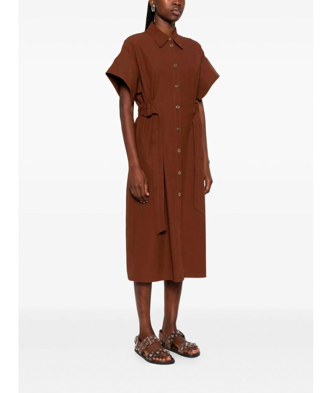 PINKO Коричневое хлопковое повседневное платье, фото 4