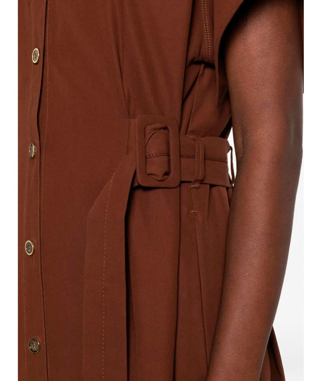 PINKO Коричневое хлопковое повседневное платье, фото 5