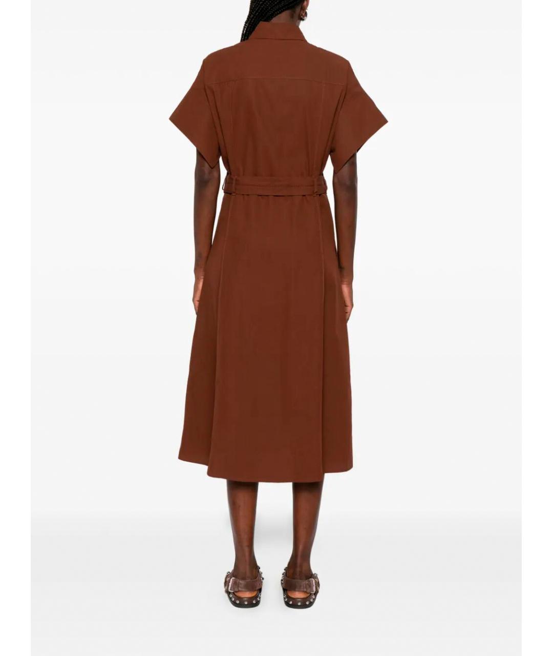 PINKO Коричневое хлопковое повседневное платье, фото 3