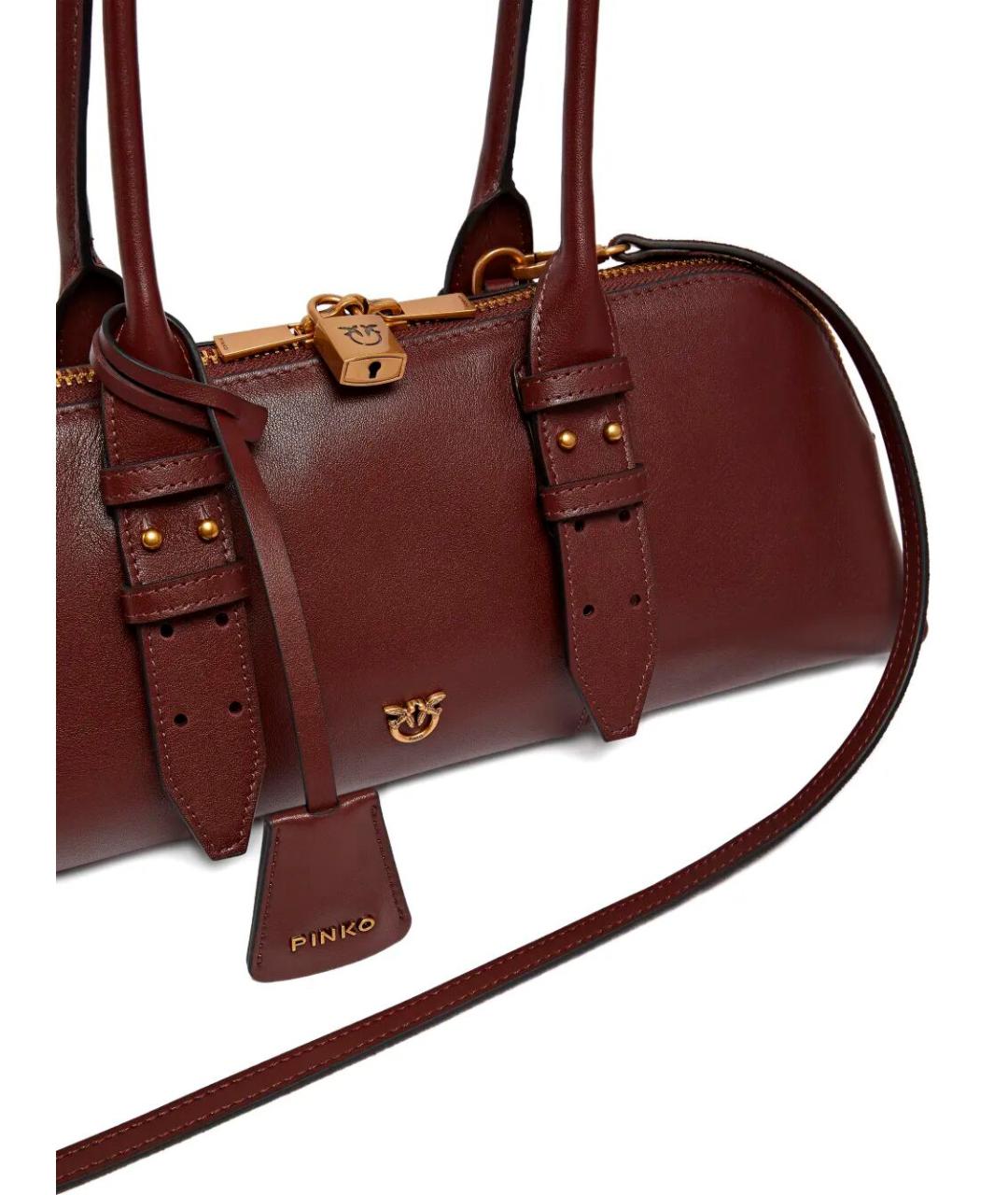 PINKO Бордовая кожаная сумка тоут, фото 4