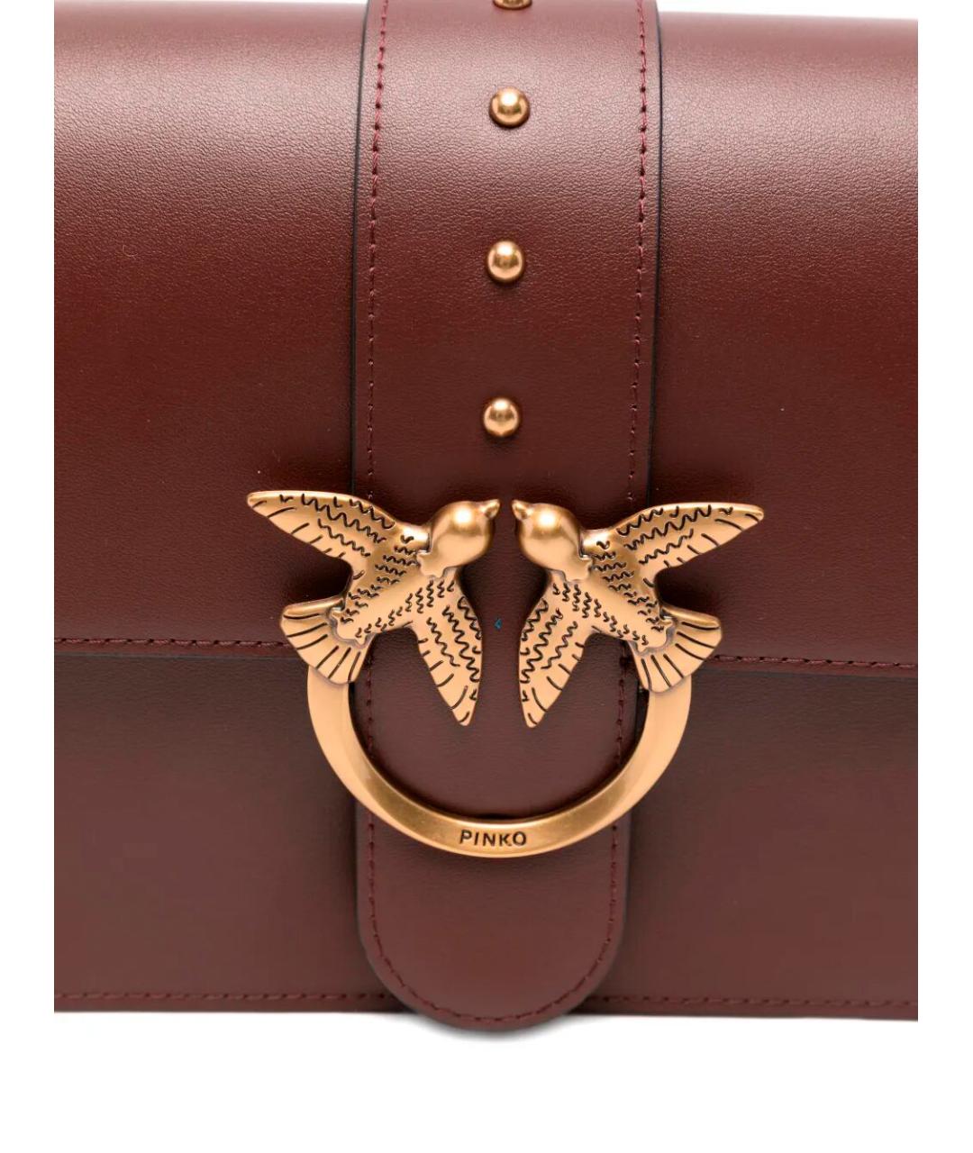 PINKO Коричневая кожаная сумка через плечо, фото 4