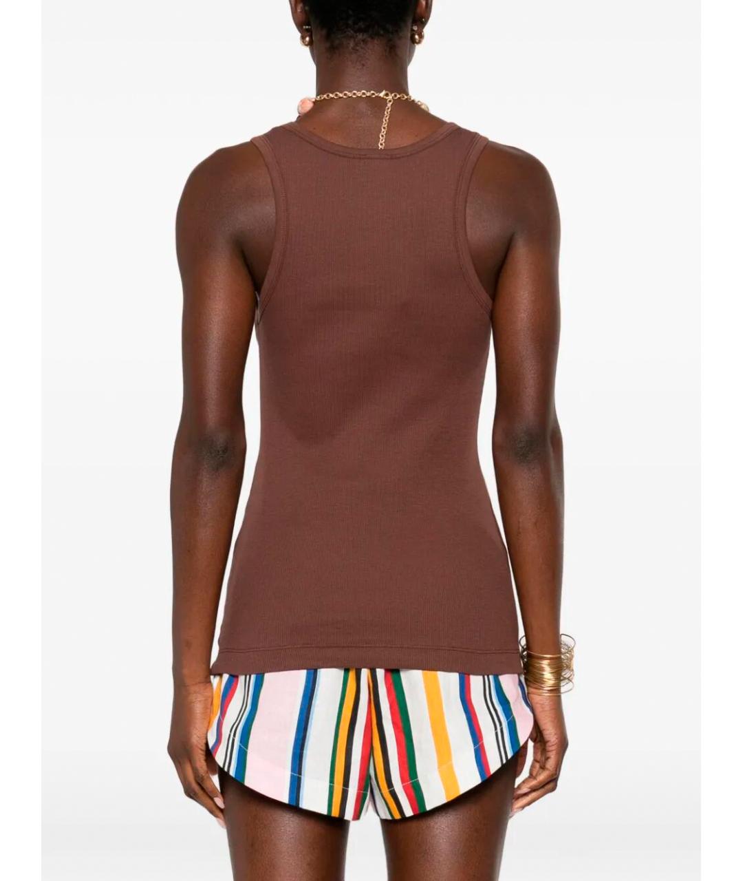 PINKO Коричневая хлопковая майка, фото 3