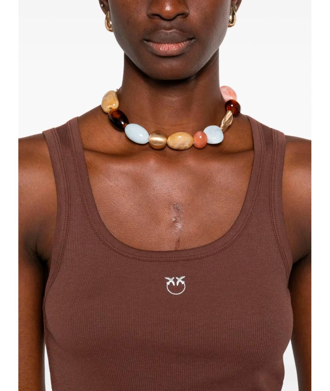 PINKO Коричневая хлопковая майка, фото 5