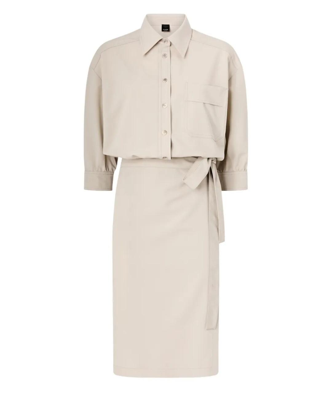 PINKO Бежевое полиэстеровое платье, фото 1