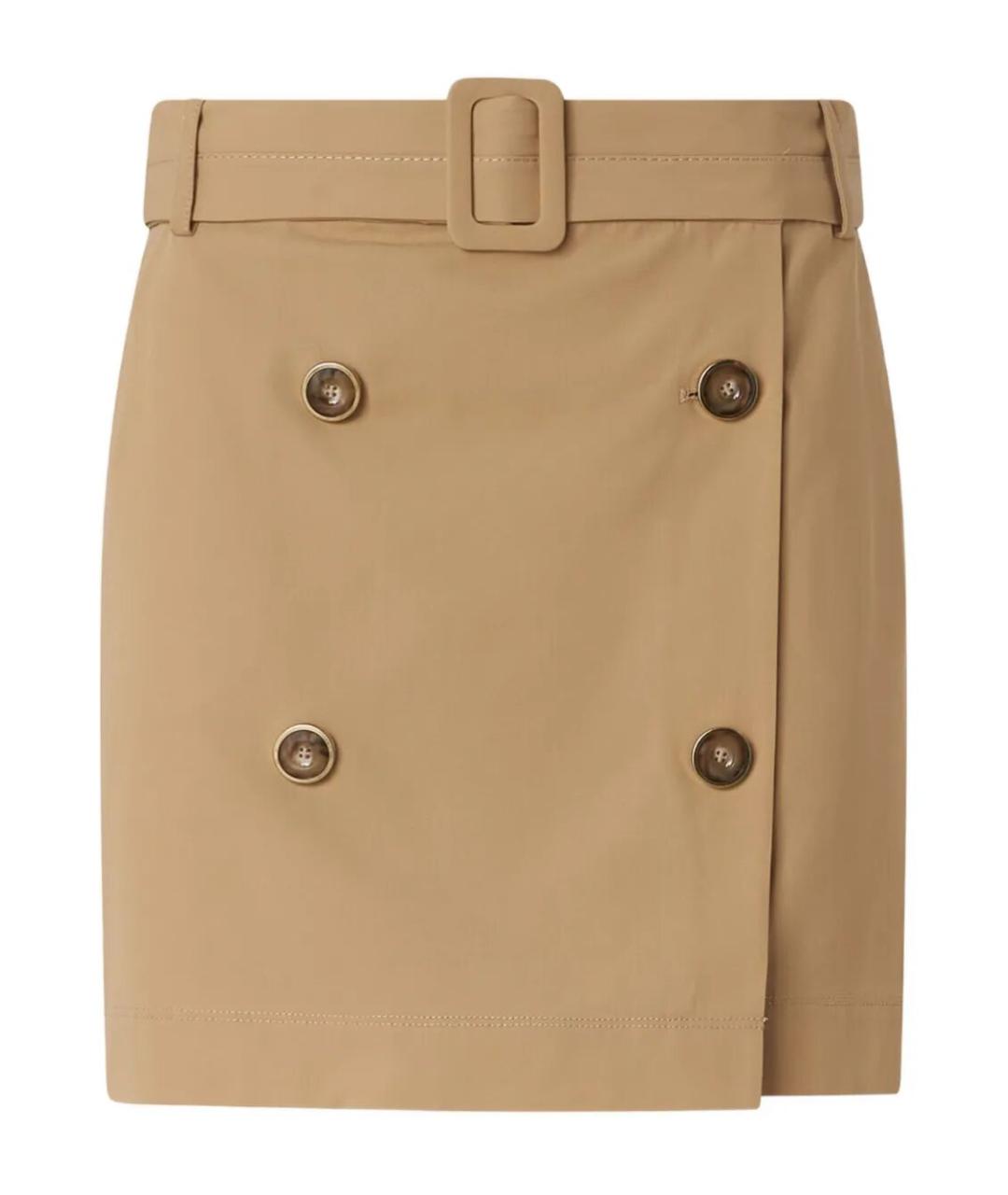 PINKO Бежевая хлопковая юбка мини, фото 1