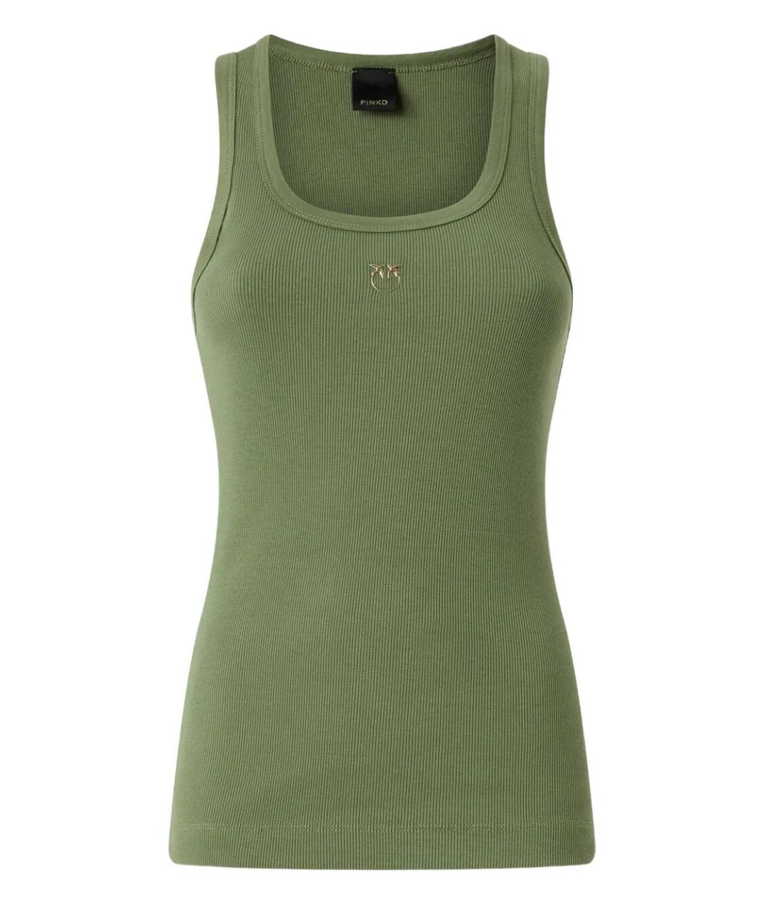 PINKO Зеленая хлопковая майка, фото 1