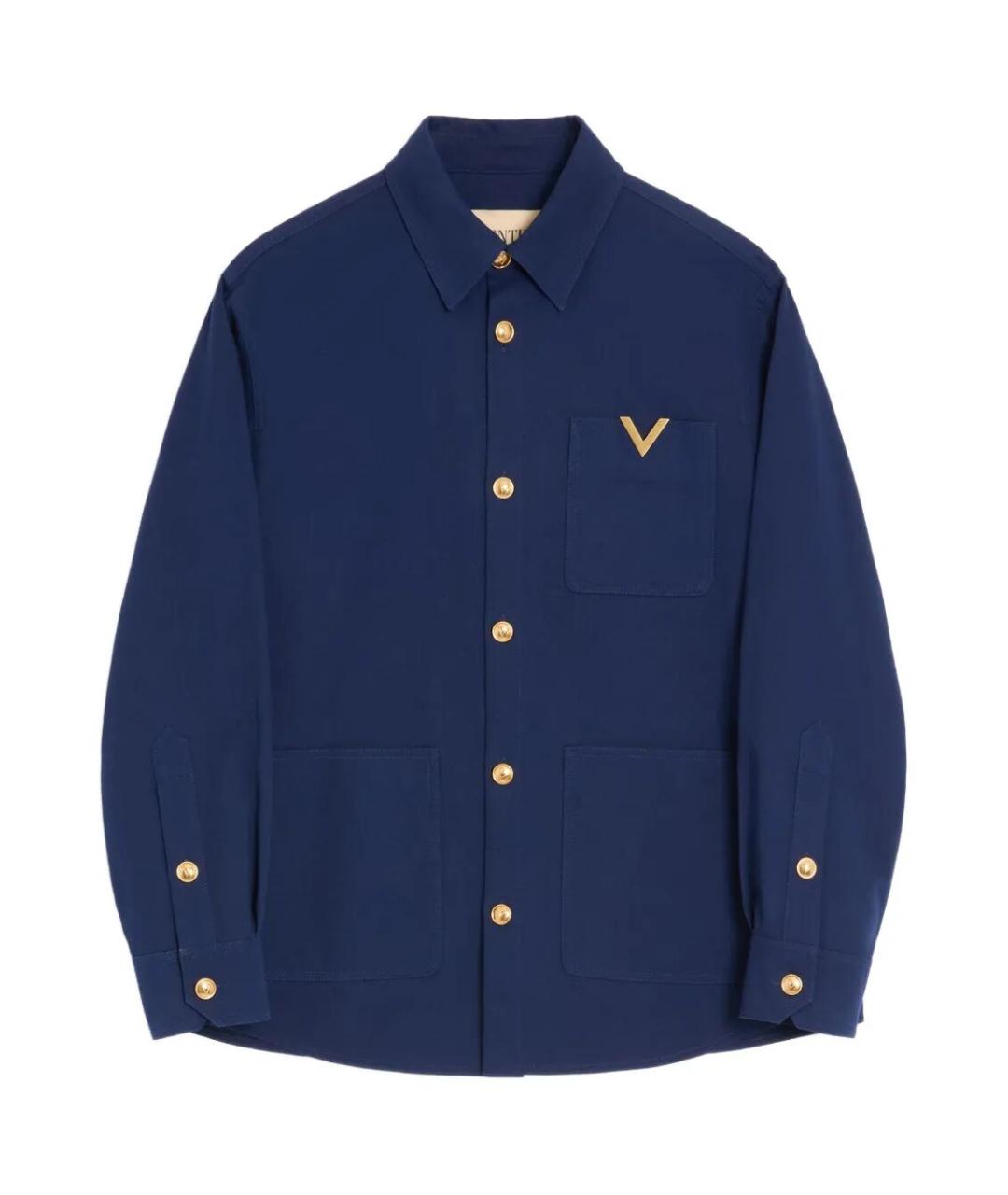 VALENTINO Синяя хлопковая кэжуал рубашка, фото 1
