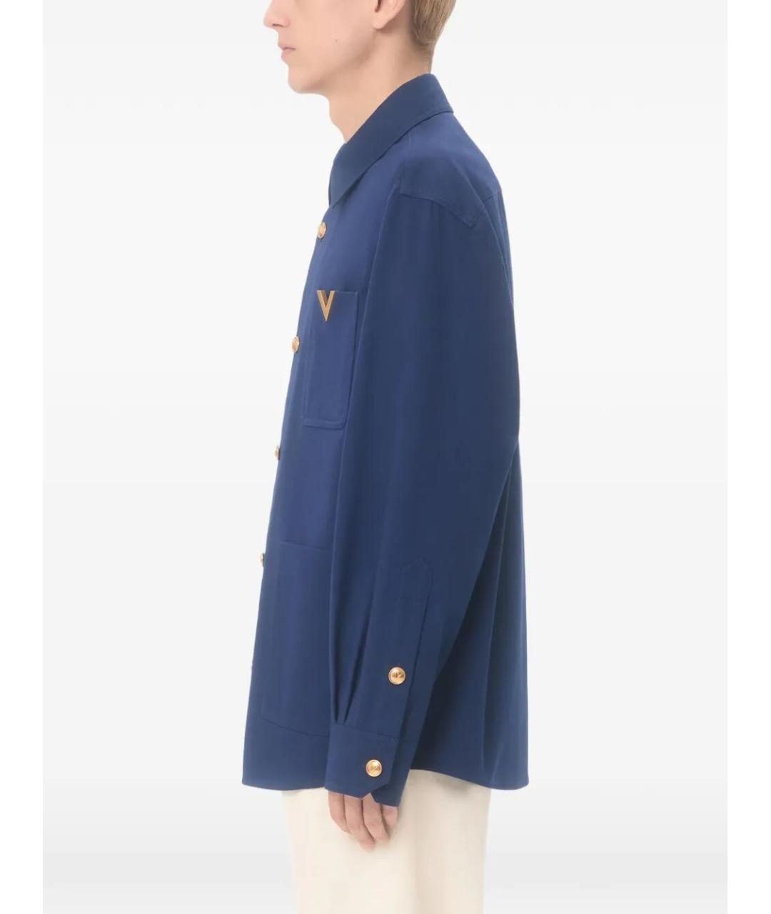 VALENTINO Синяя хлопковая кэжуал рубашка, фото 4