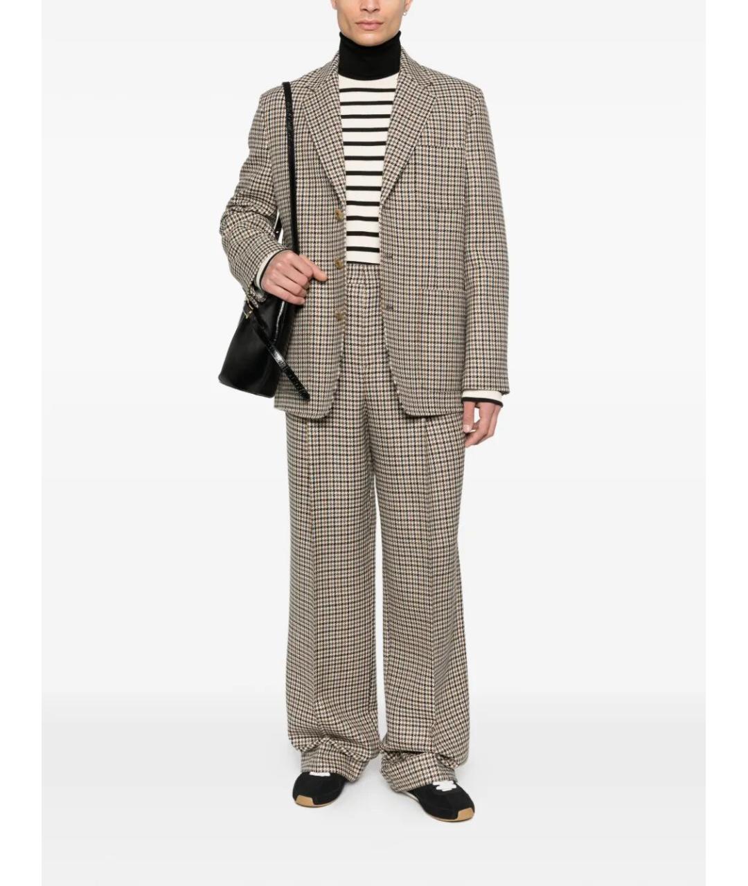 VALENTINO Бежевые шерстяные повседневные брюки, фото 2