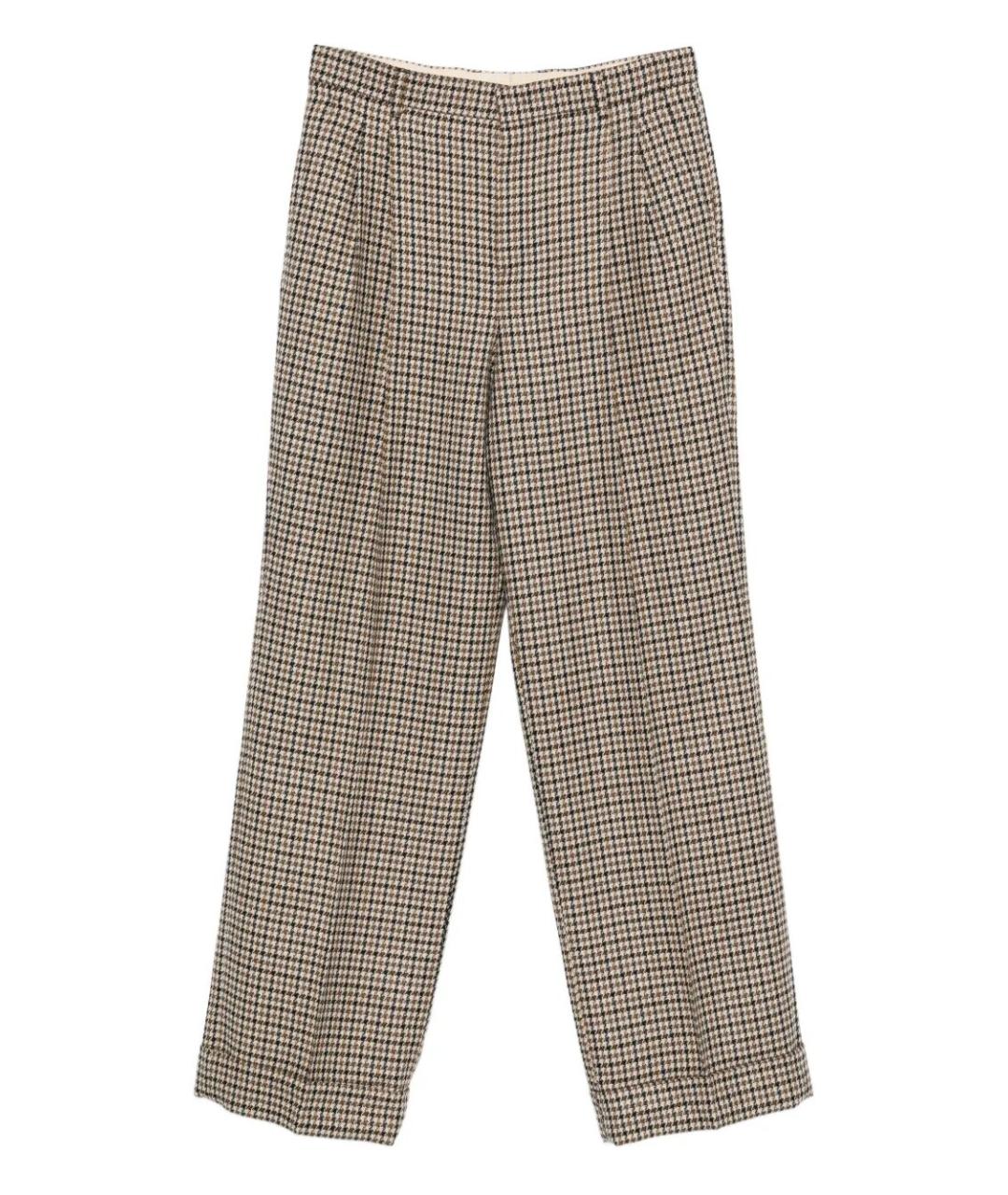 VALENTINO Бежевые шерстяные повседневные брюки, фото 1