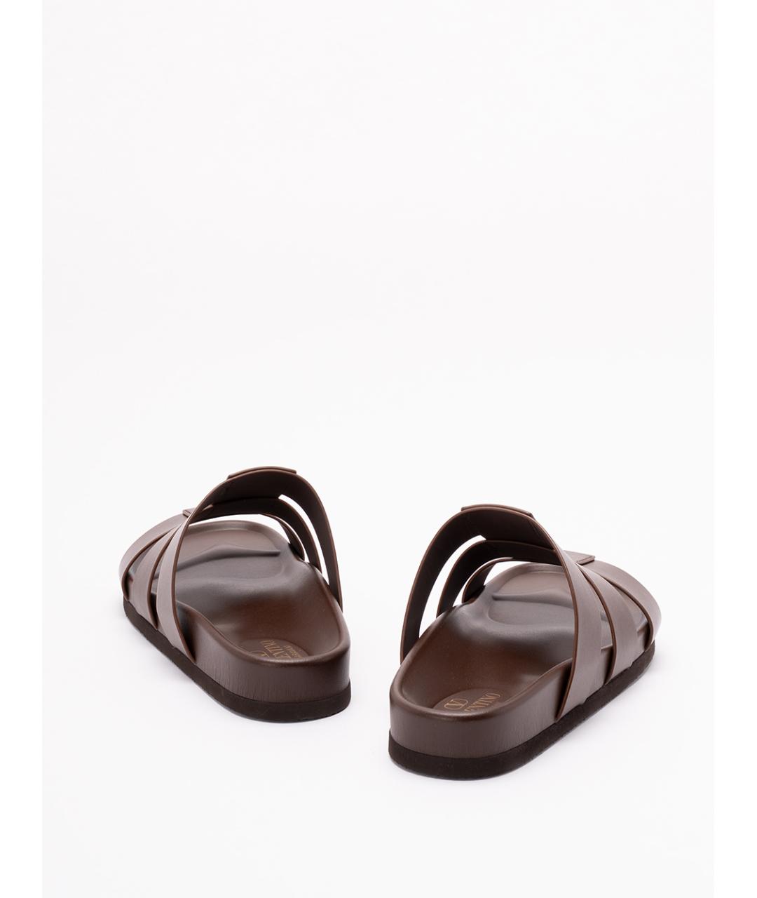 VALENTINO Коричневые кожаные шлепанцы, фото 3