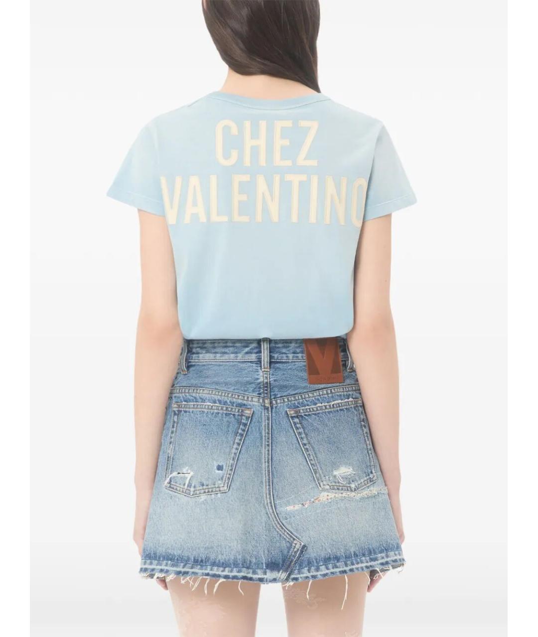 VALENTINO Голубая хлопковая футболка, фото 5