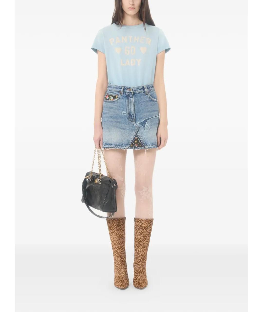 VALENTINO Голубая хлопковая футболка, фото 2