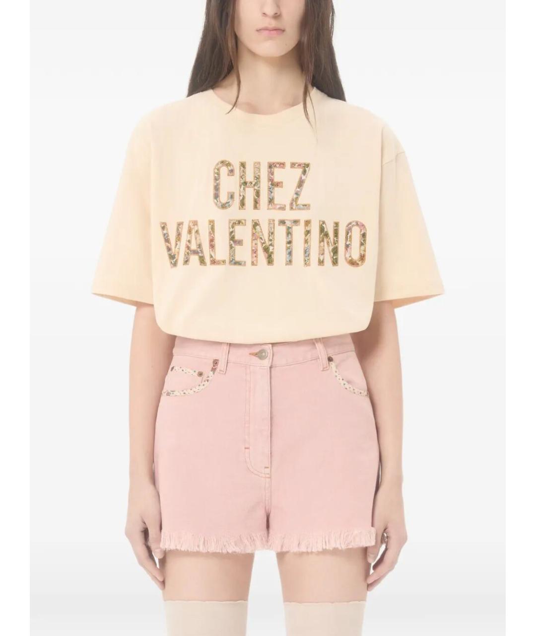 VALENTINO Бежевая хлопковая футболка, фото 4