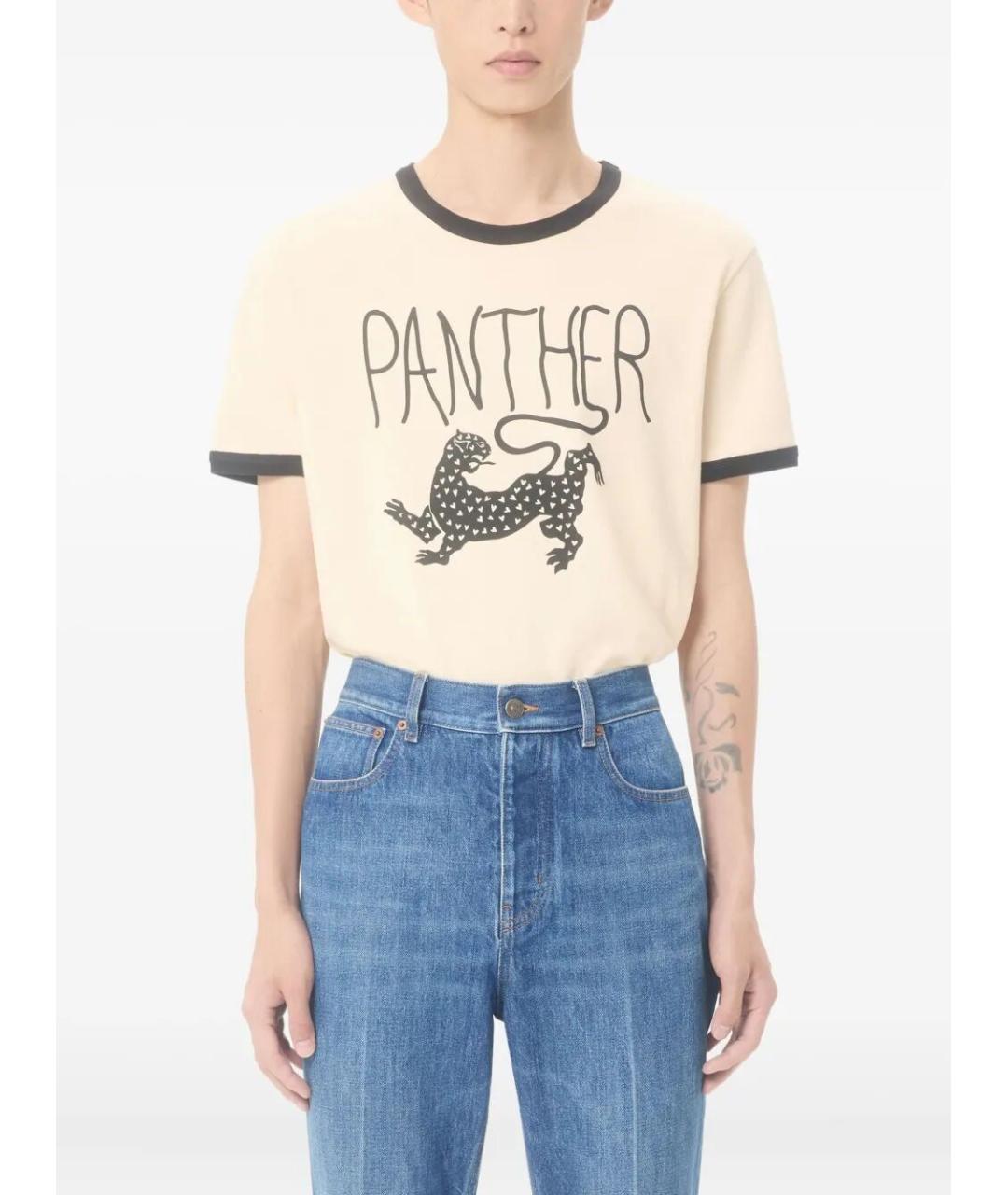 VALENTINO Бежевая хлопковая футболка, фото 3