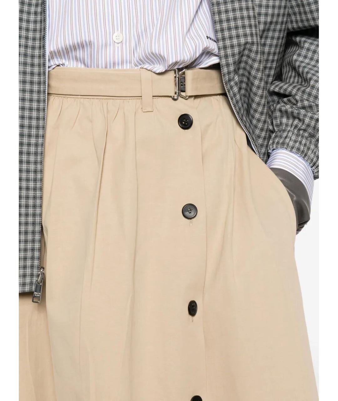 PRADA Бежевая хлопковая юбка миди, фото 4