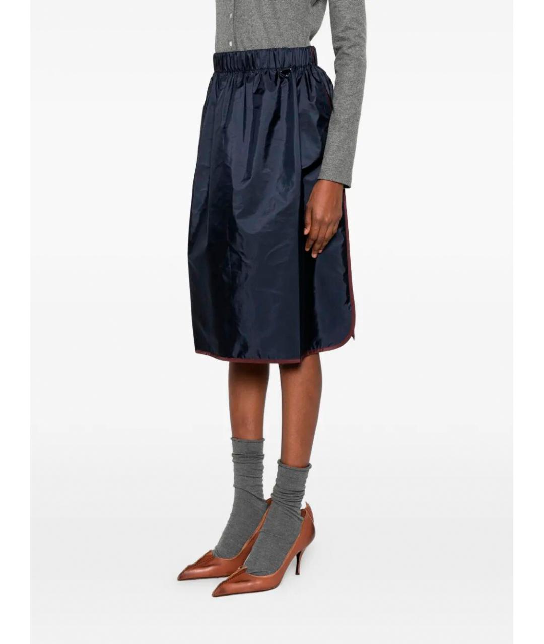 PRADA Темно-синяя полиамидовая юбка миди, фото 4