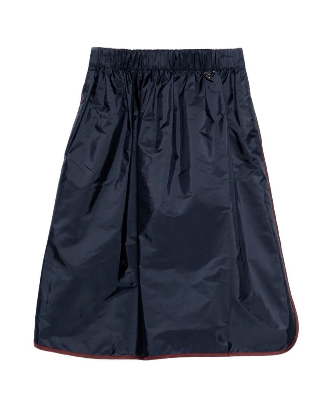 PRADA Темно-синяя полиамидовая юбка миди, фото 1