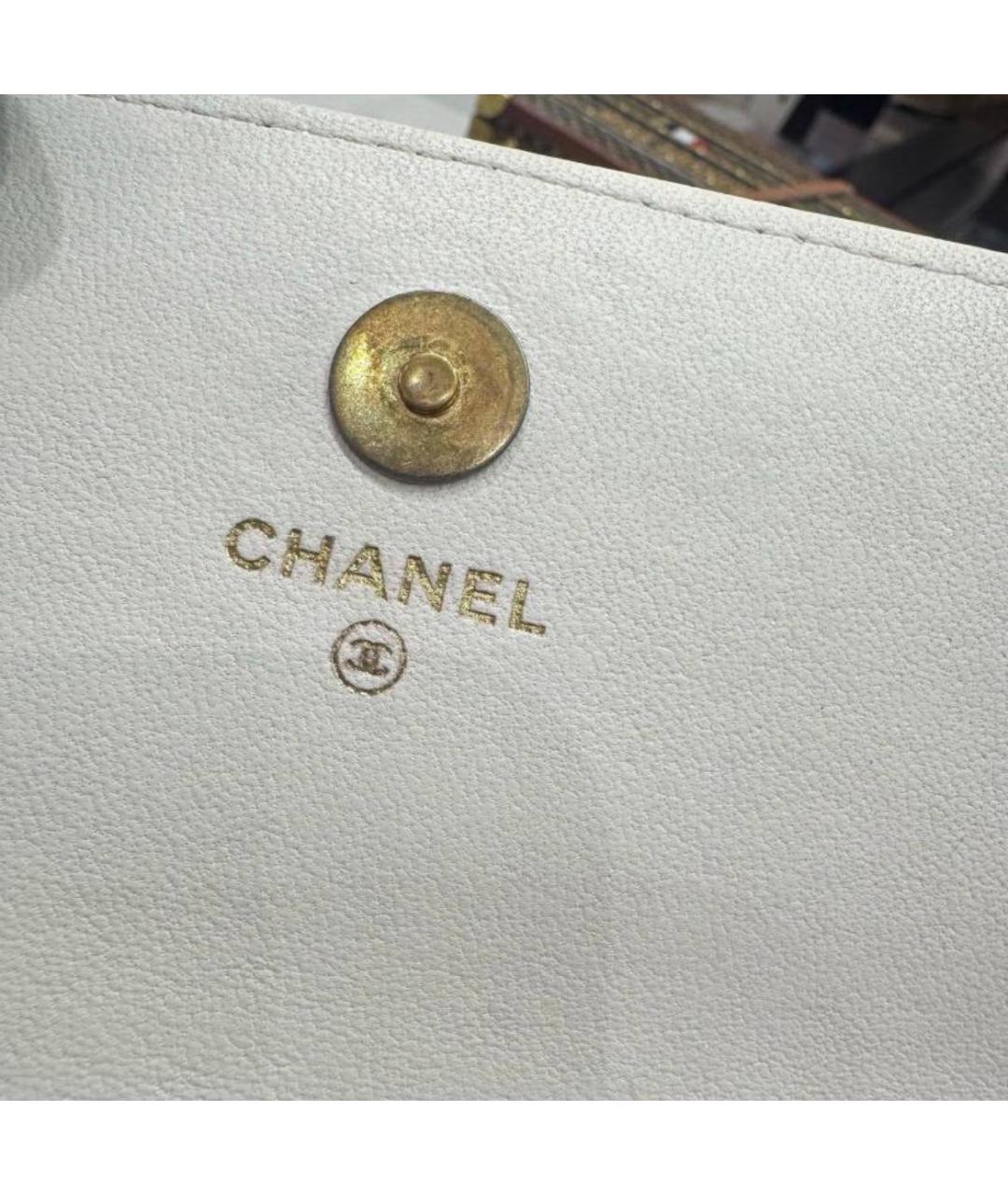 CHANEL Белая кожаная сумка через плечо, фото 8