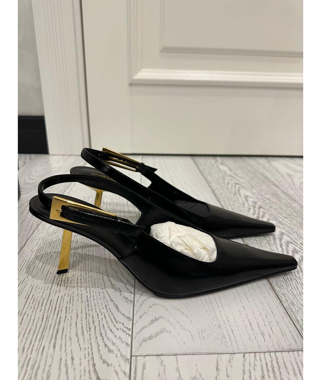 SAINT LAURENT Черные кожаные туфли, фото 9