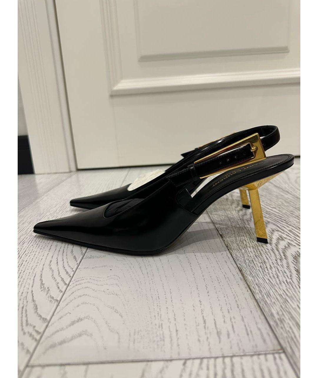 SAINT LAURENT Черные кожаные туфли, фото 3