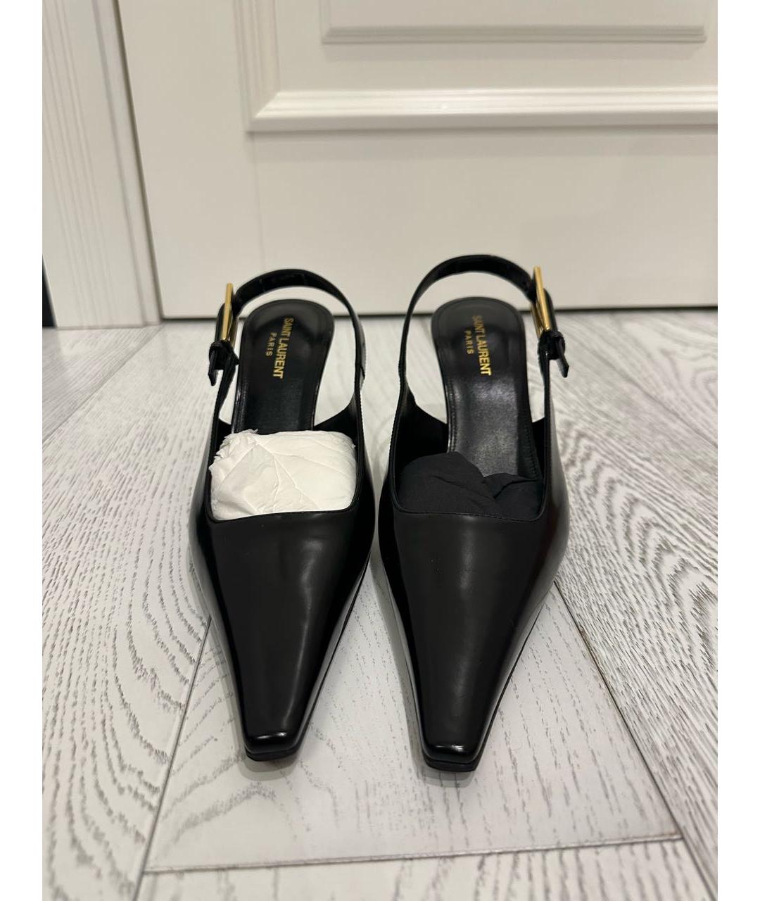 SAINT LAURENT Черные кожаные туфли, фото 2