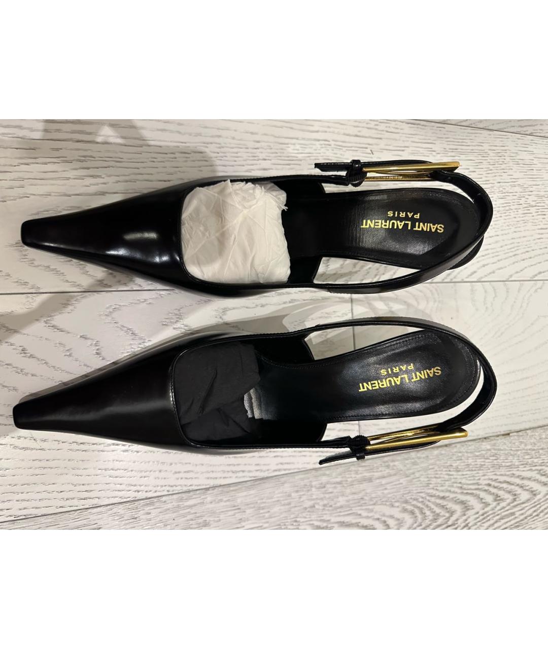 SAINT LAURENT Черные кожаные туфли, фото 4