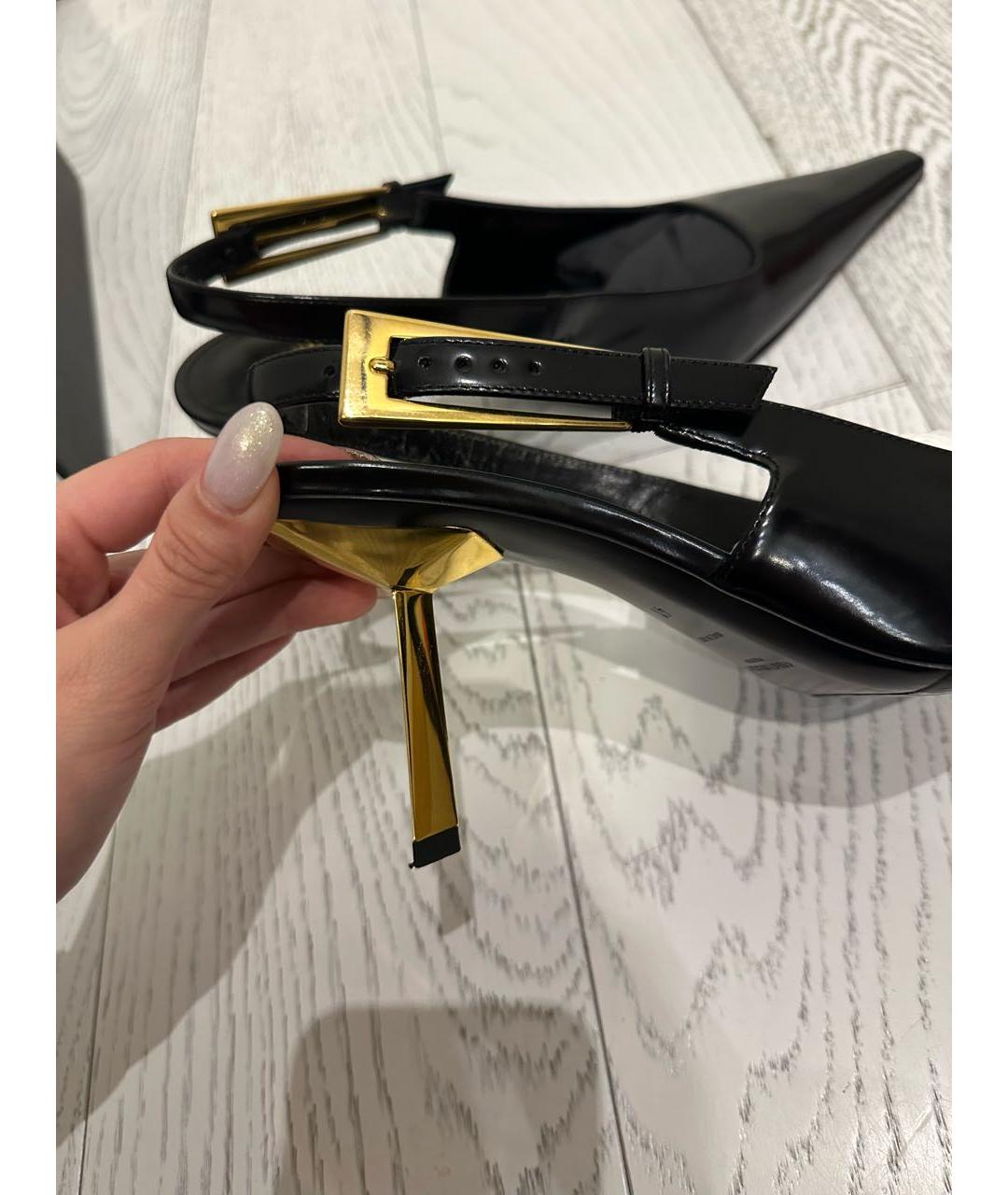 SAINT LAURENT Черные кожаные туфли, фото 5