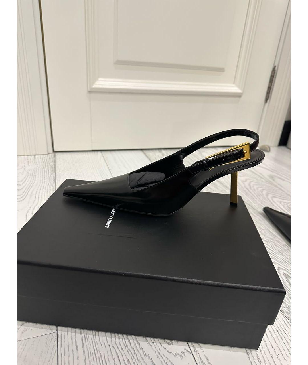 SAINT LAURENT Черные кожаные туфли, фото 8