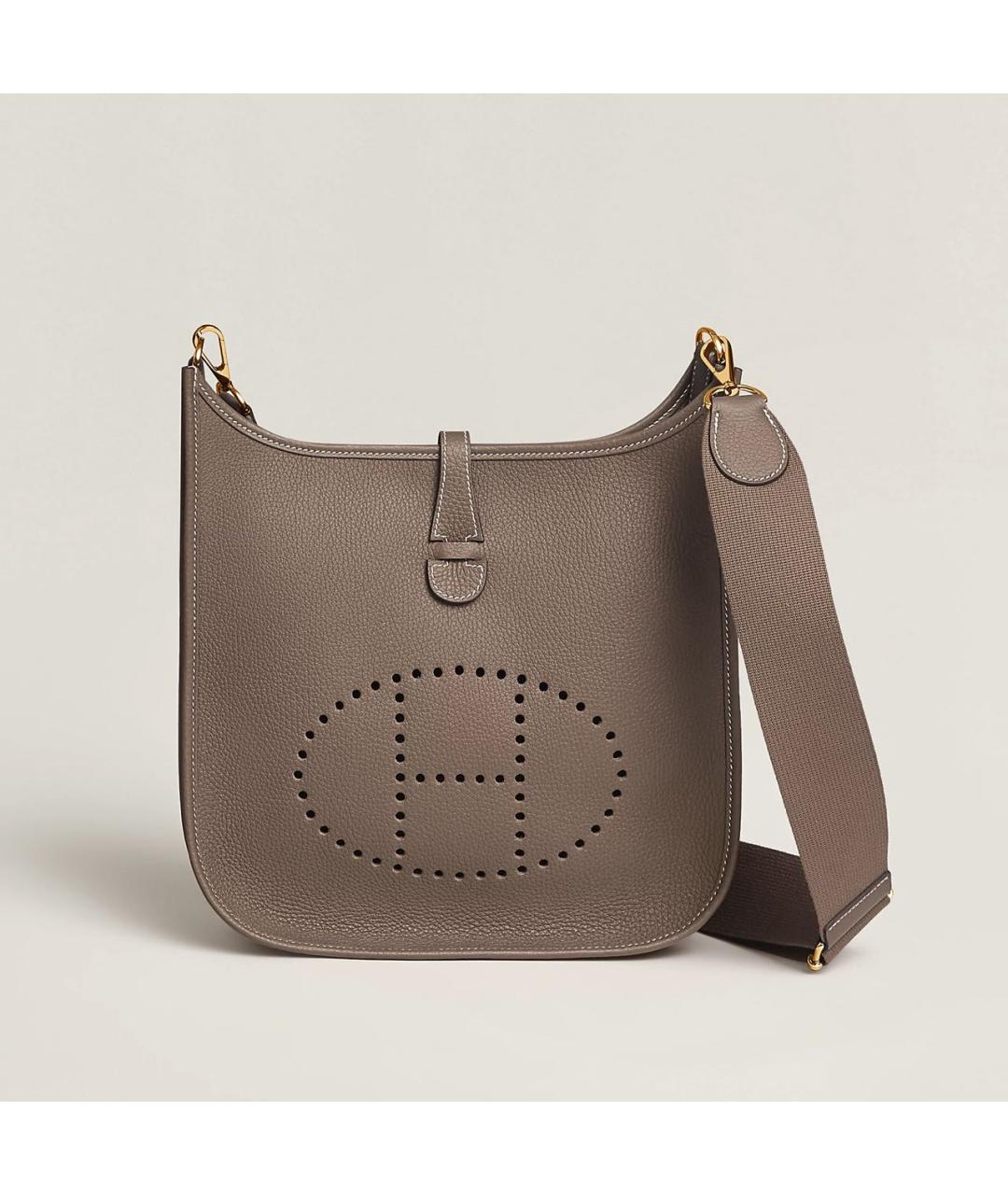 HERMES Серая кожаная сумка через плечо, фото 5