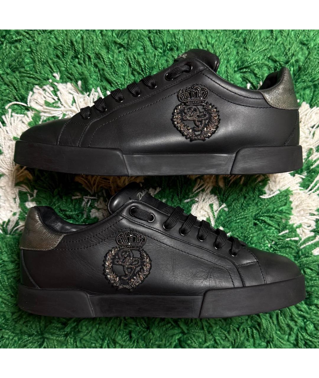 DOLCE&GABBANA Черные кожаные низкие кроссовки / кеды, фото 4