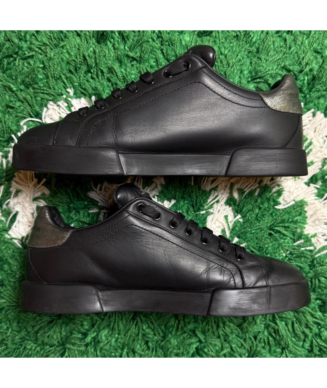 DOLCE&GABBANA Черные кожаные низкие кроссовки / кеды, фото 8