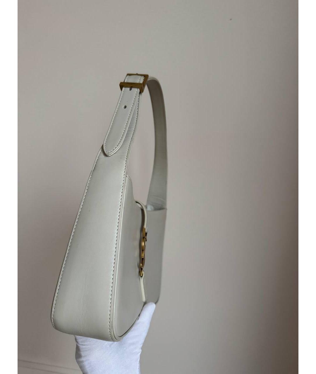 SAINT LAURENT Бежевая кожаная сумка через плечо, фото 6