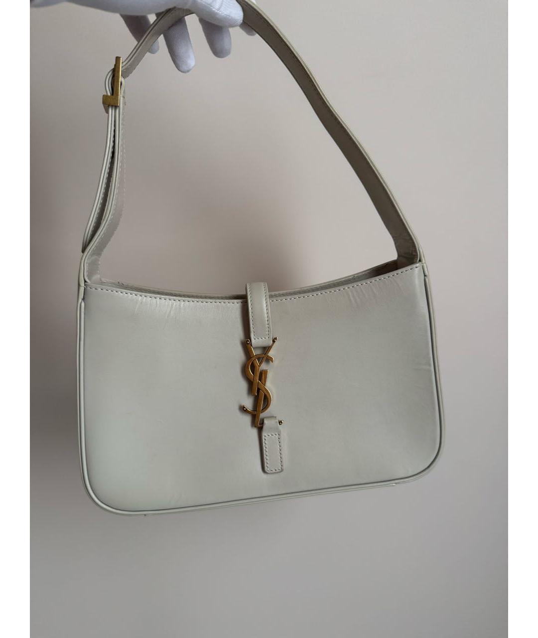 SAINT LAURENT Бежевая кожаная сумка через плечо, фото 9