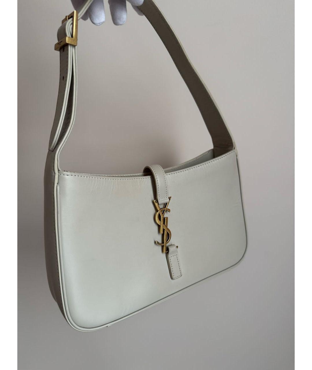 SAINT LAURENT Бежевая кожаная сумка через плечо, фото 3